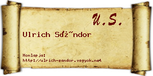 Ulrich Sándor névjegykártya