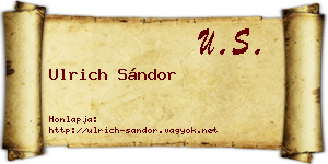 Ulrich Sándor névjegykártya